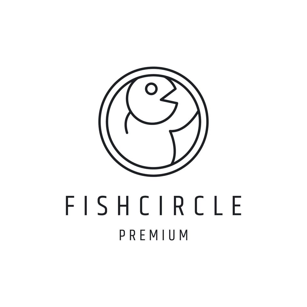 Fish Circle logo linear style icon on white backround vector