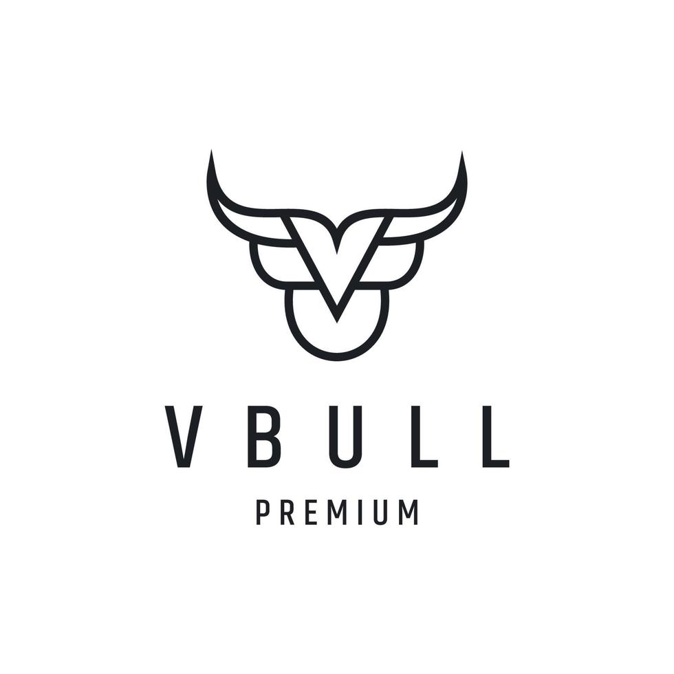 Letter V Bull logo linear style icon on white backround vector