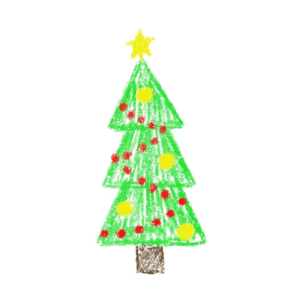 Hand drawn Christmas tree. Holidays background. Abstract doodle drawing wood. vector