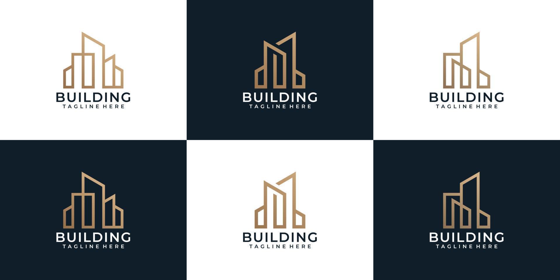 Set of building architecture apartment real estate logo concept for business vector
