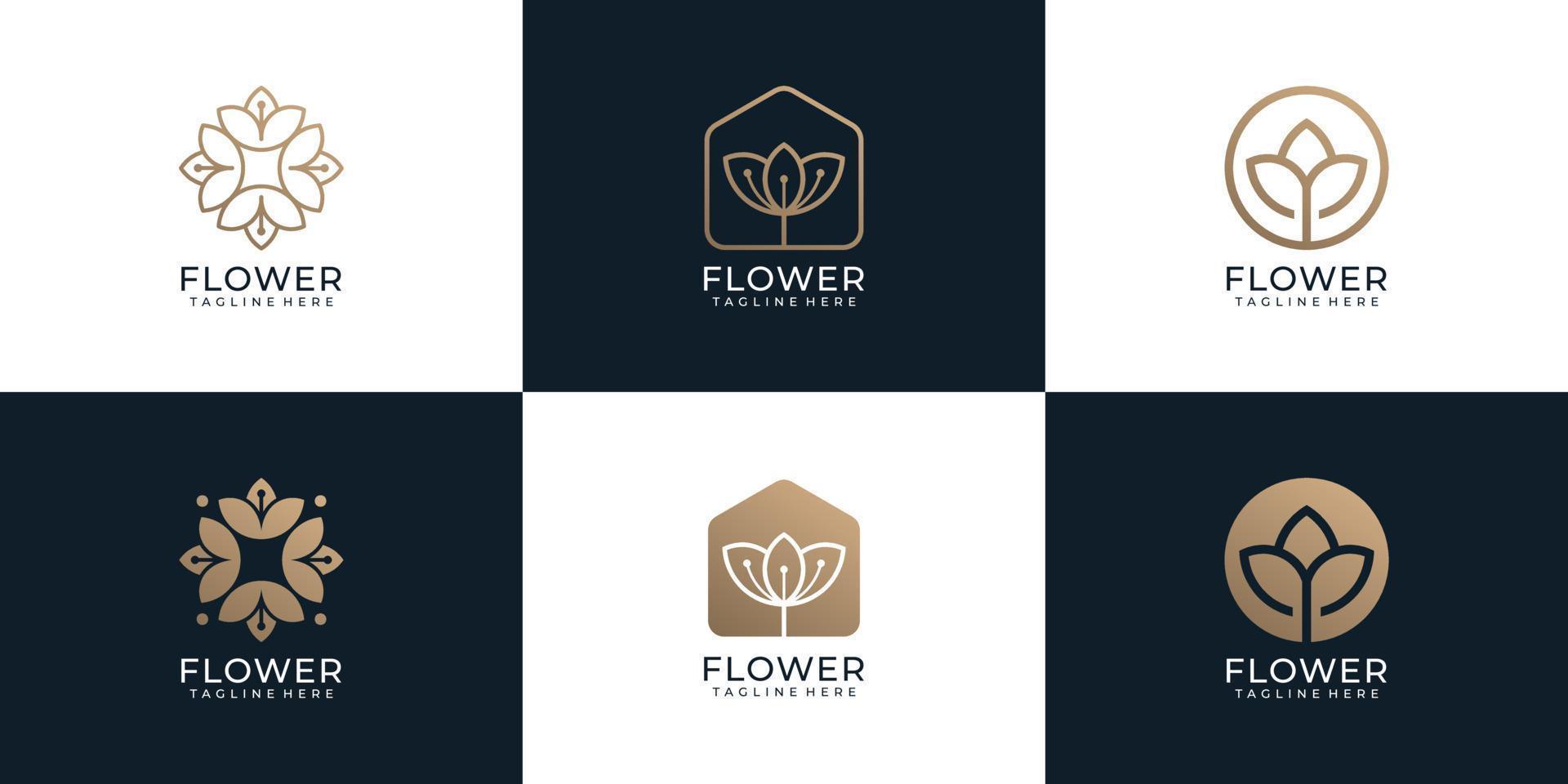 Set of minimalist flower beauty spa logo vector concept inspiration