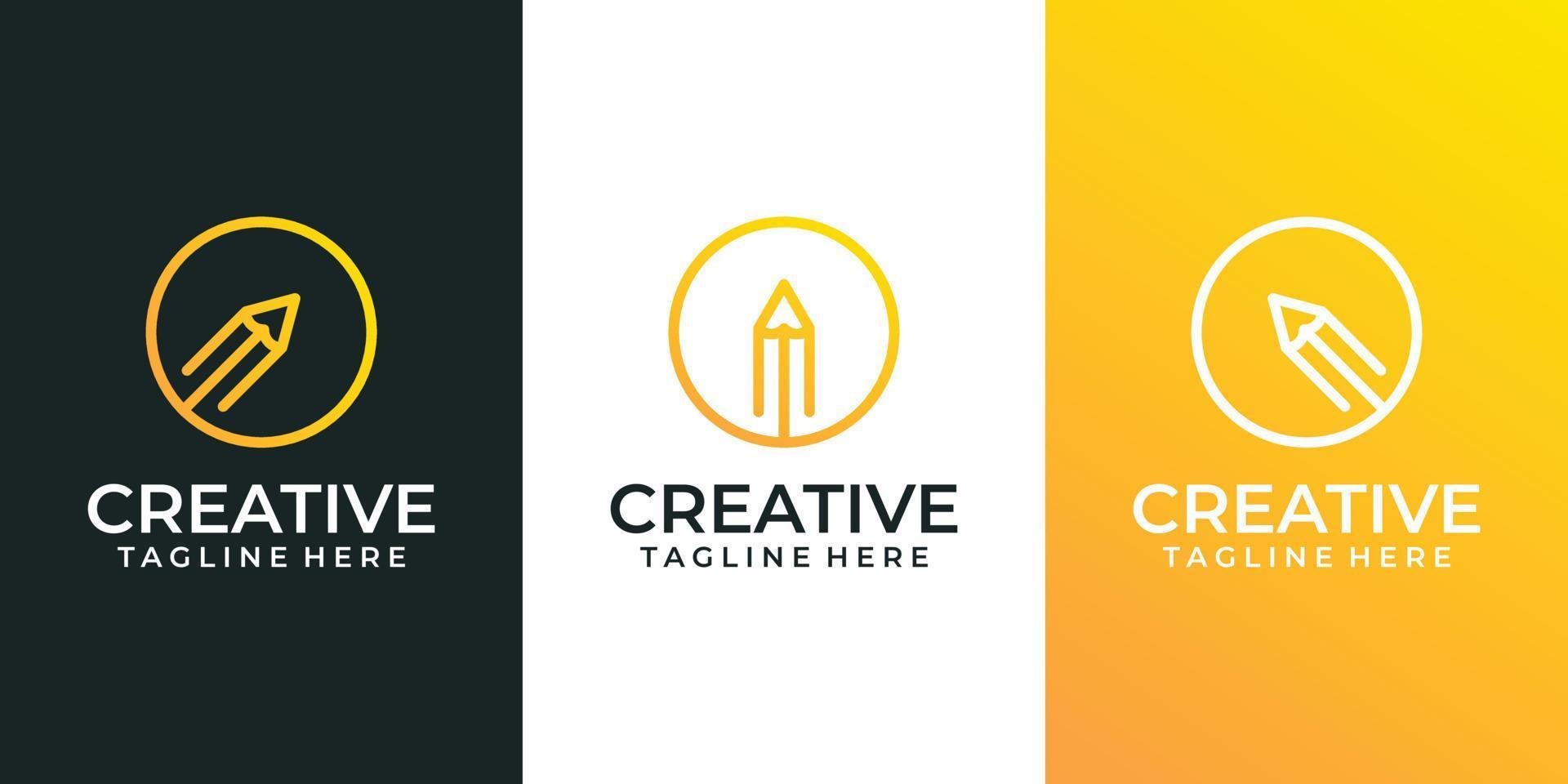 Set of creative pencil logo concept vector
