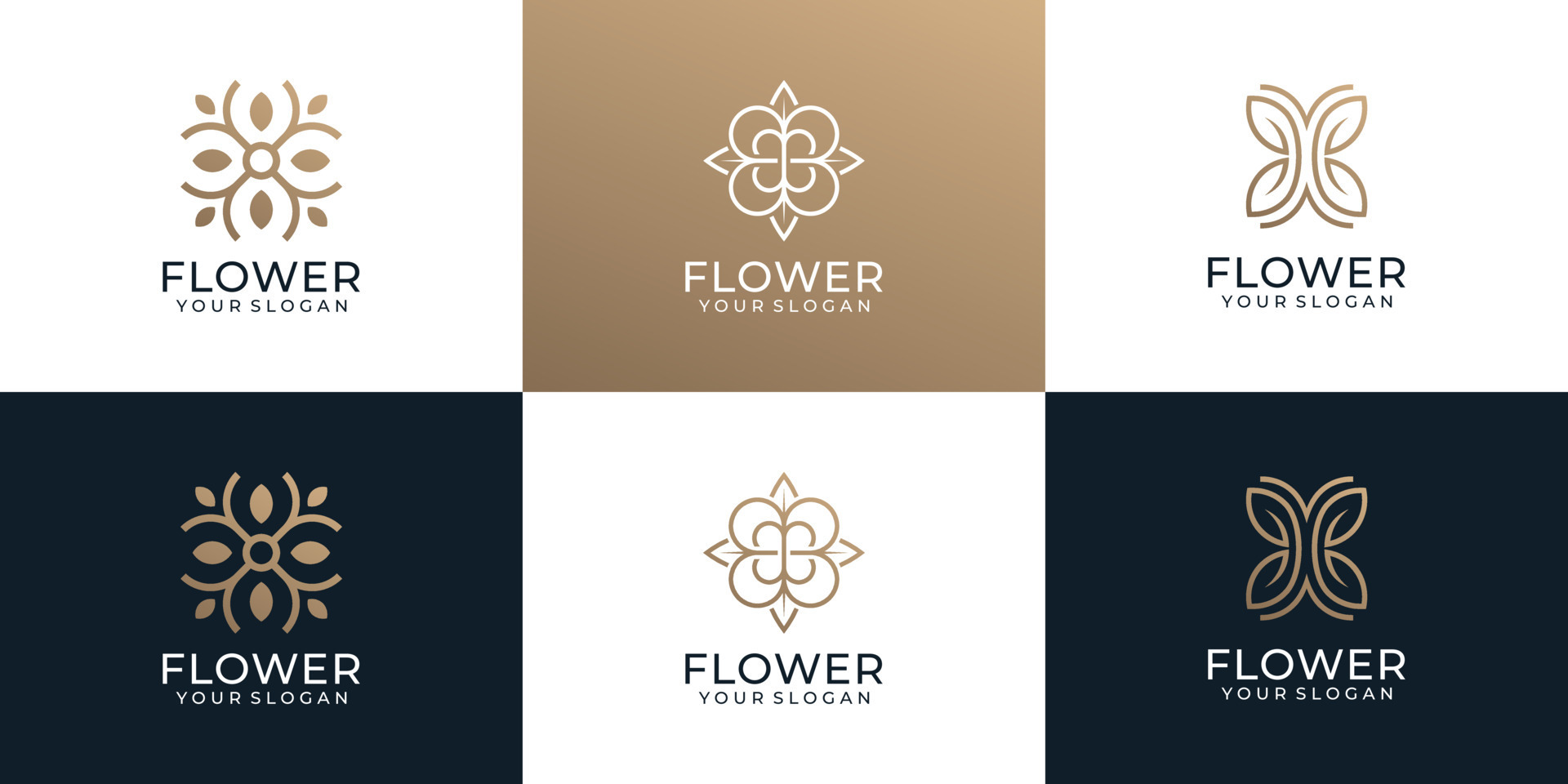 Set of minimalist monogram flower logo for spa decoration yoga