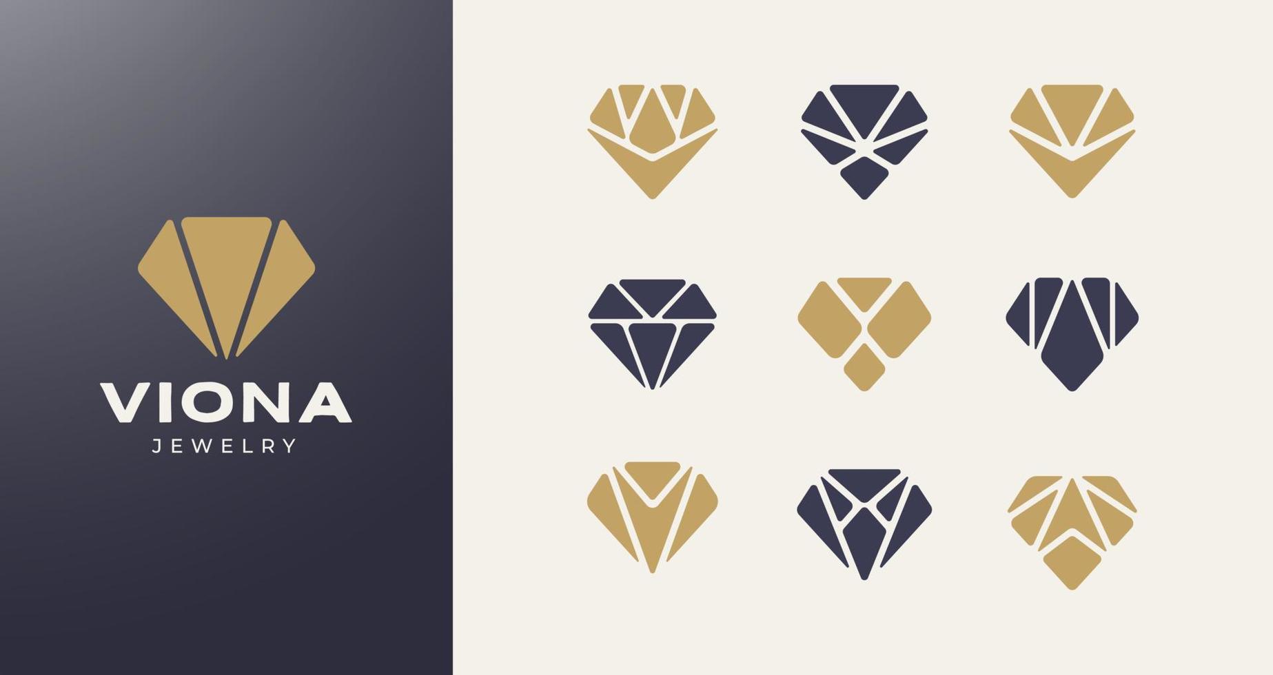 colección de iconos de logotipo de diamante minimalista moderno vector