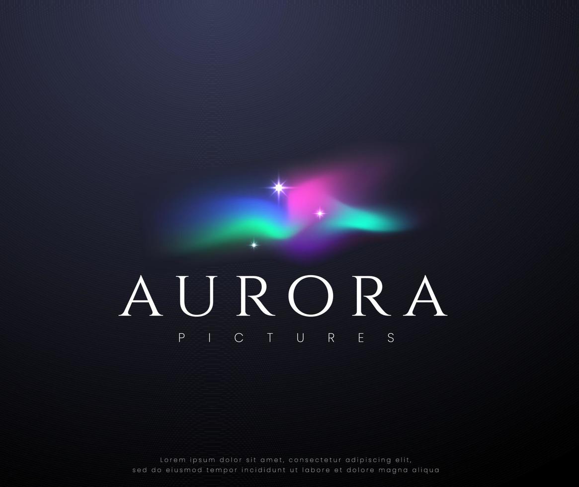 aurora con colorido diseño de logotipo de estrellas brillantes vector