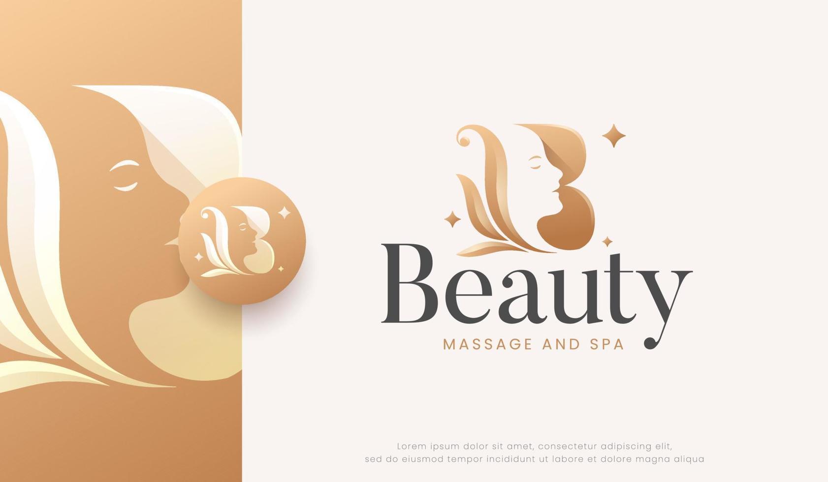 initial letter b with beauty woman silhouette vector