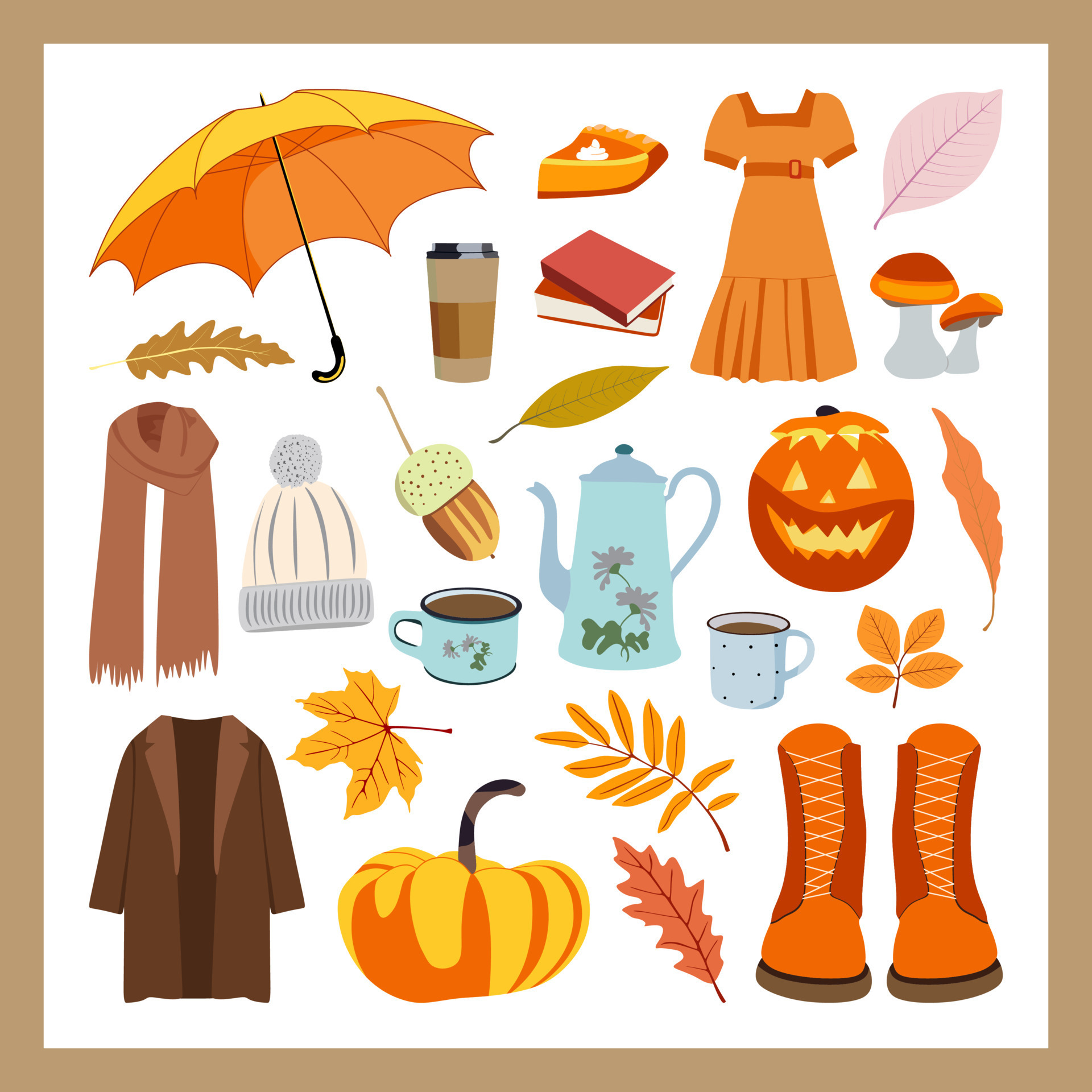 Collection of autumn sets. vector illustration 8553564 Vector Art at ...