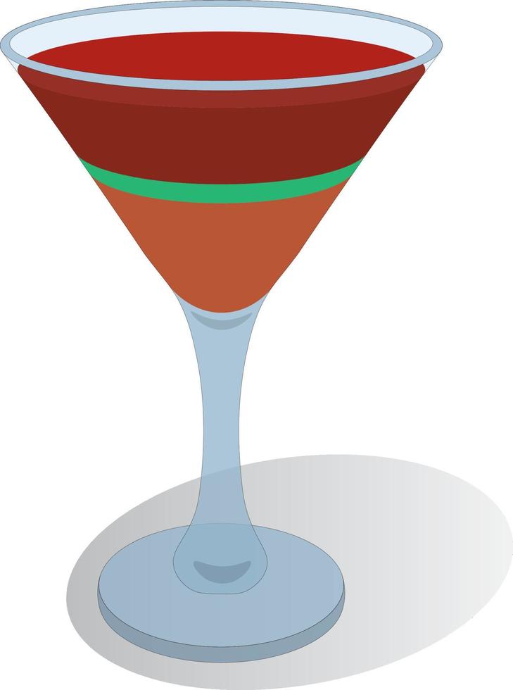 Three colour cocktail in nice cocktail glass vector illustration