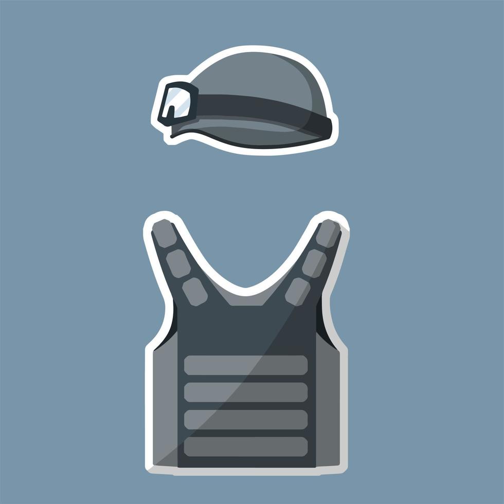 Bulletproof vest and helmet. vector