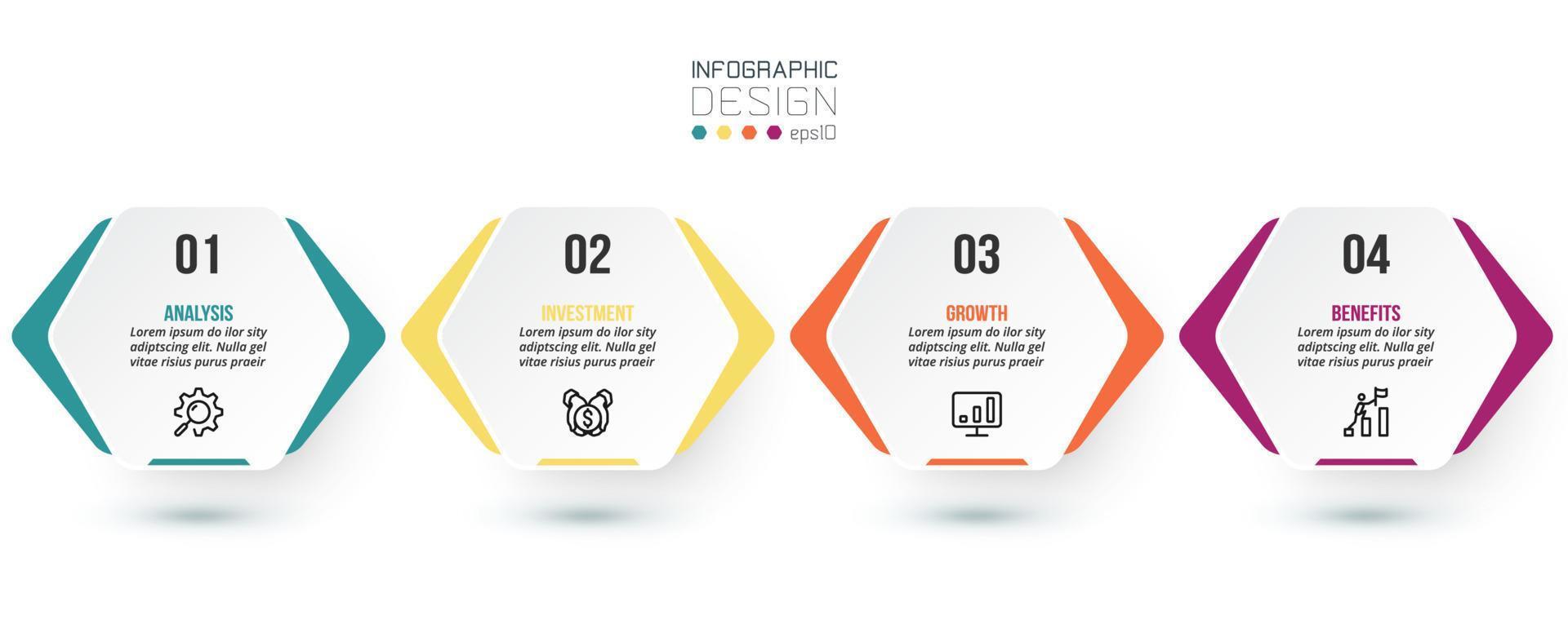 concepto de negocio de plantilla infográfica con paso. vector