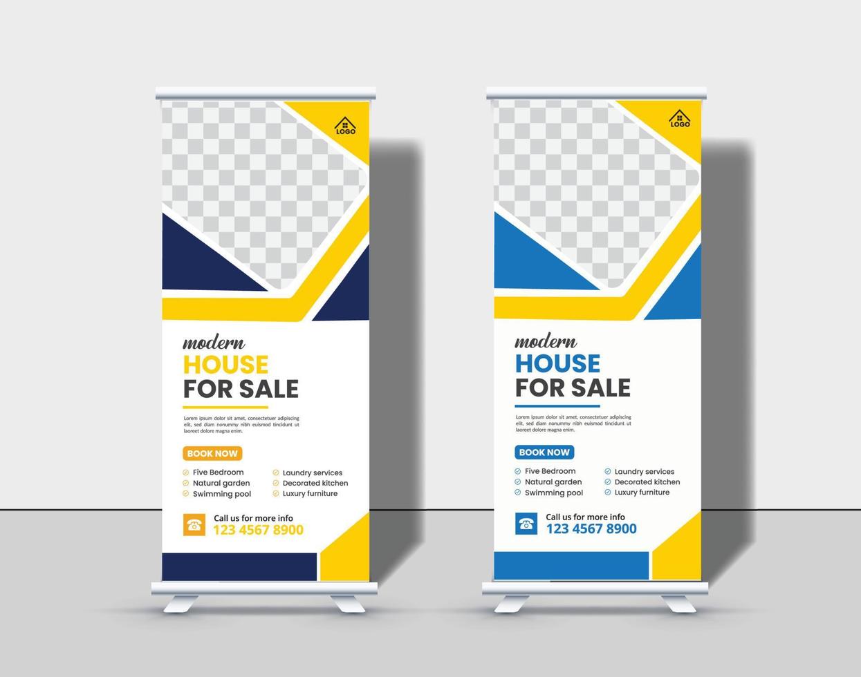 modern home rent roll up banner template premium vector