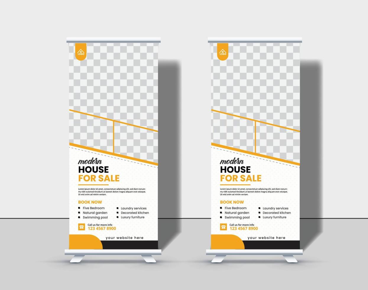 Business Real estate roll up banner design vector