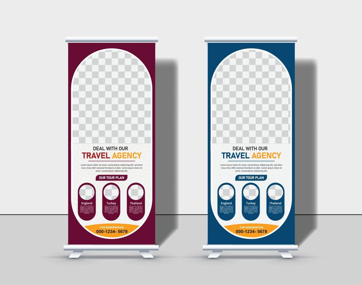 traveling business agency Travel and tour roll up banner design template vector