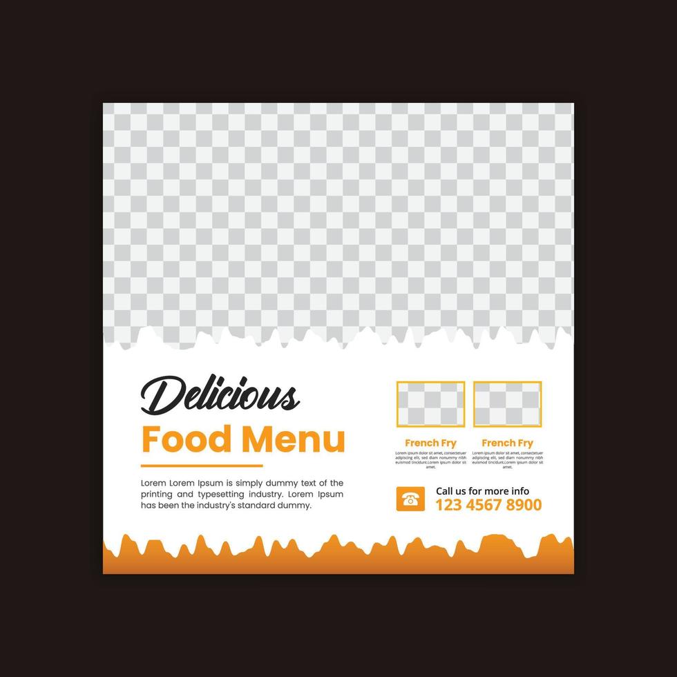 Food social media post and promotion or discount banner design template vector