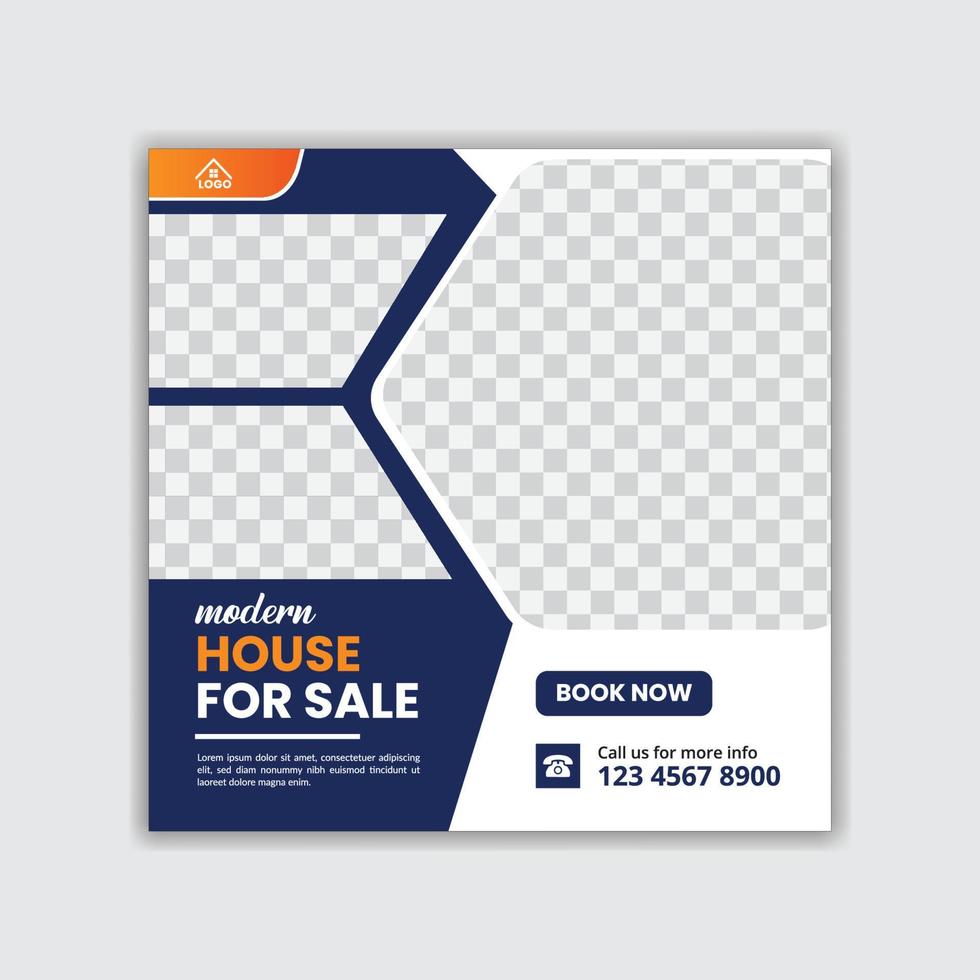 Real estate social media post, web banner template free vector