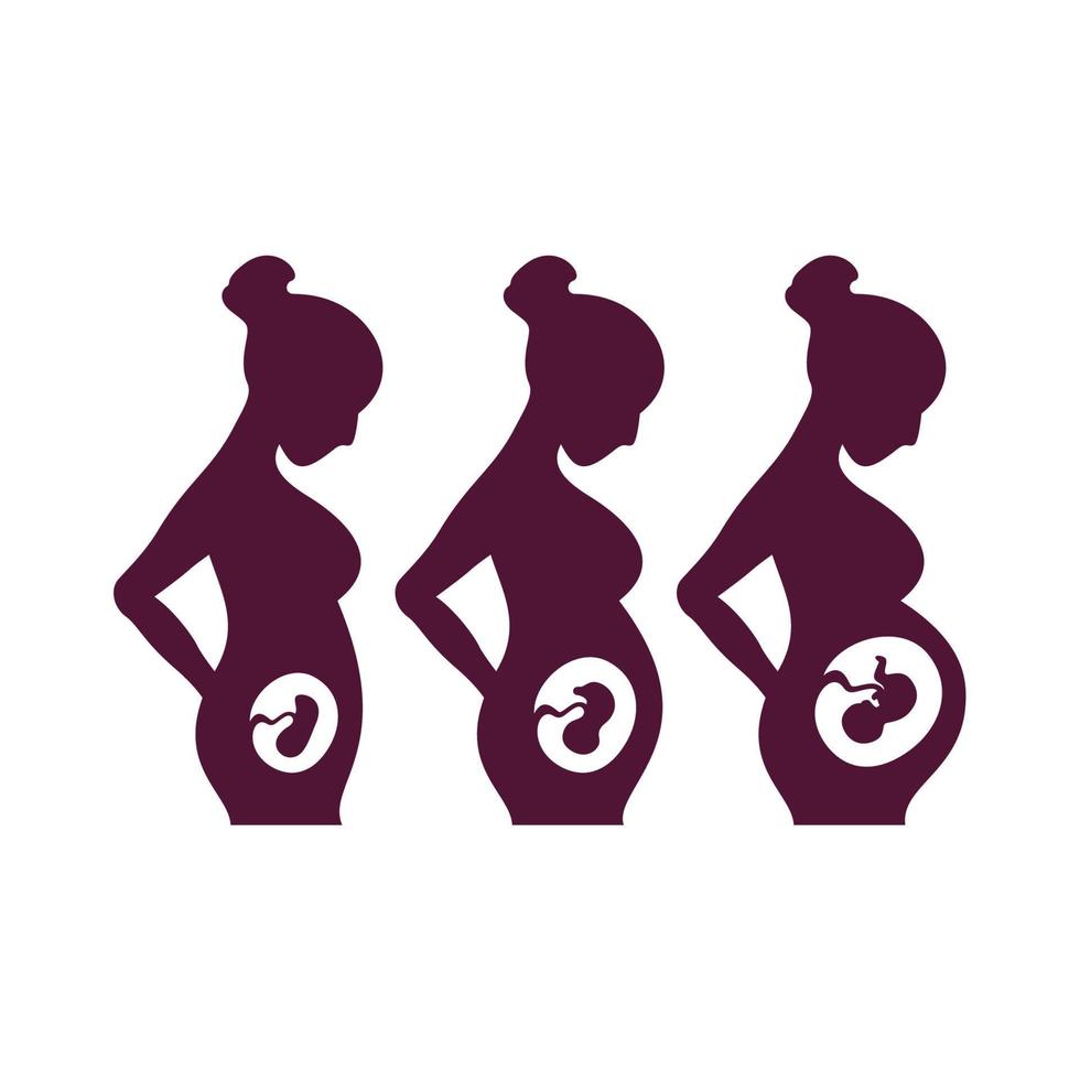 silhouette of woman pregnant vector template