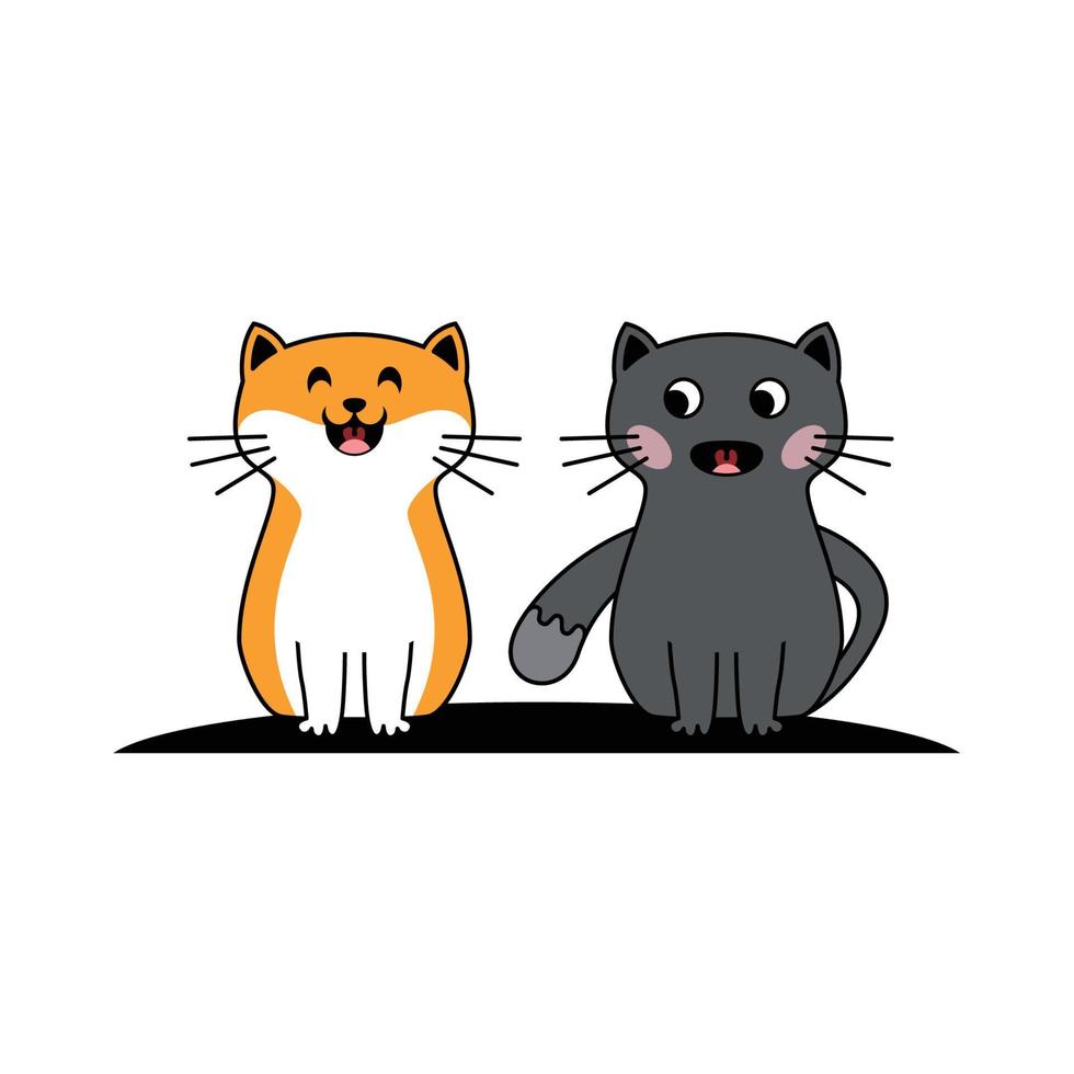 dos gatos sentados plantilla de ilustración vectorial. vector