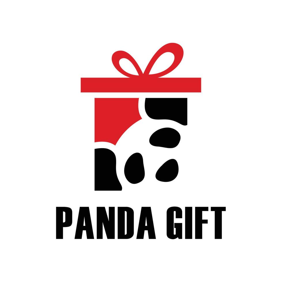 panda gift logo, panda delivery logo vector