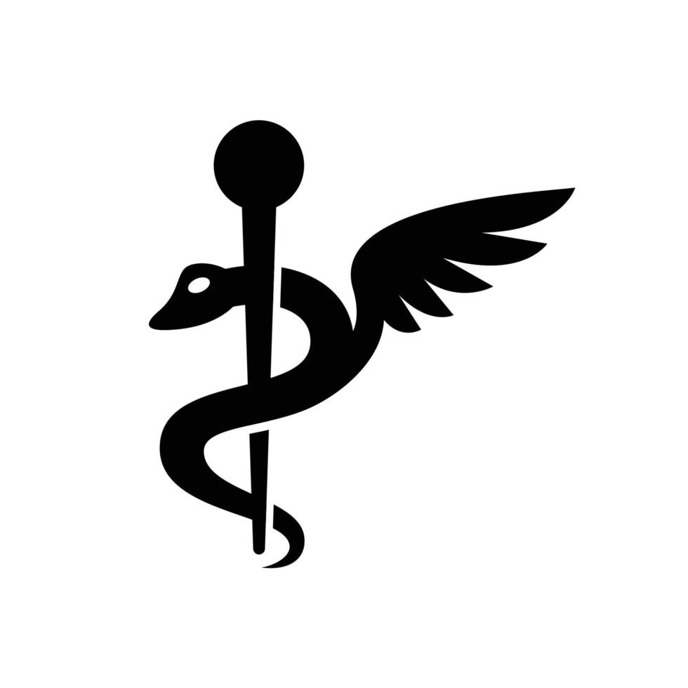 vector de serpientes caduceo, símbolos vectoriales conceptuales de atención médica. logotipo médico y sanitario