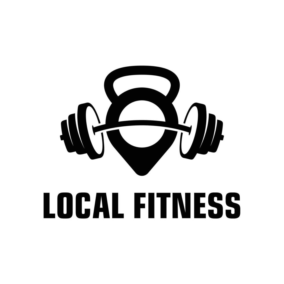 concepto de logotipo de fitness local. plantillas de gimnasio con pesas rusas y barbillas vector