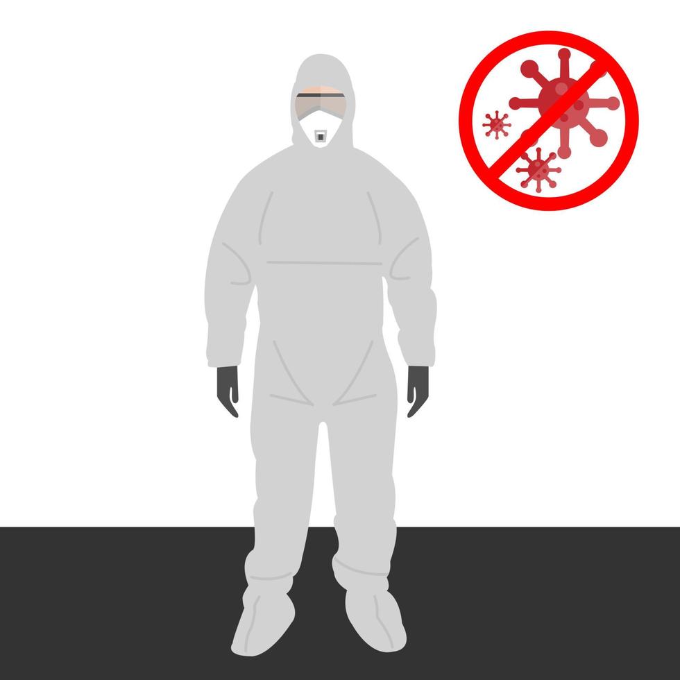medical person or doctor in hygiene suit for coronavirus safety vector