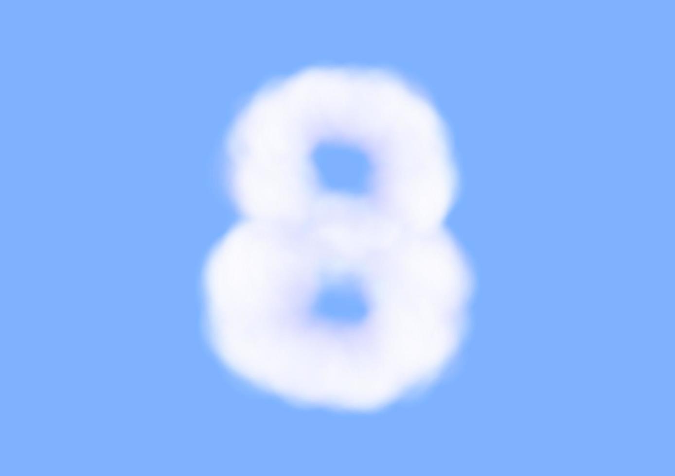 number eight font shape in cloud vector on blue sky background