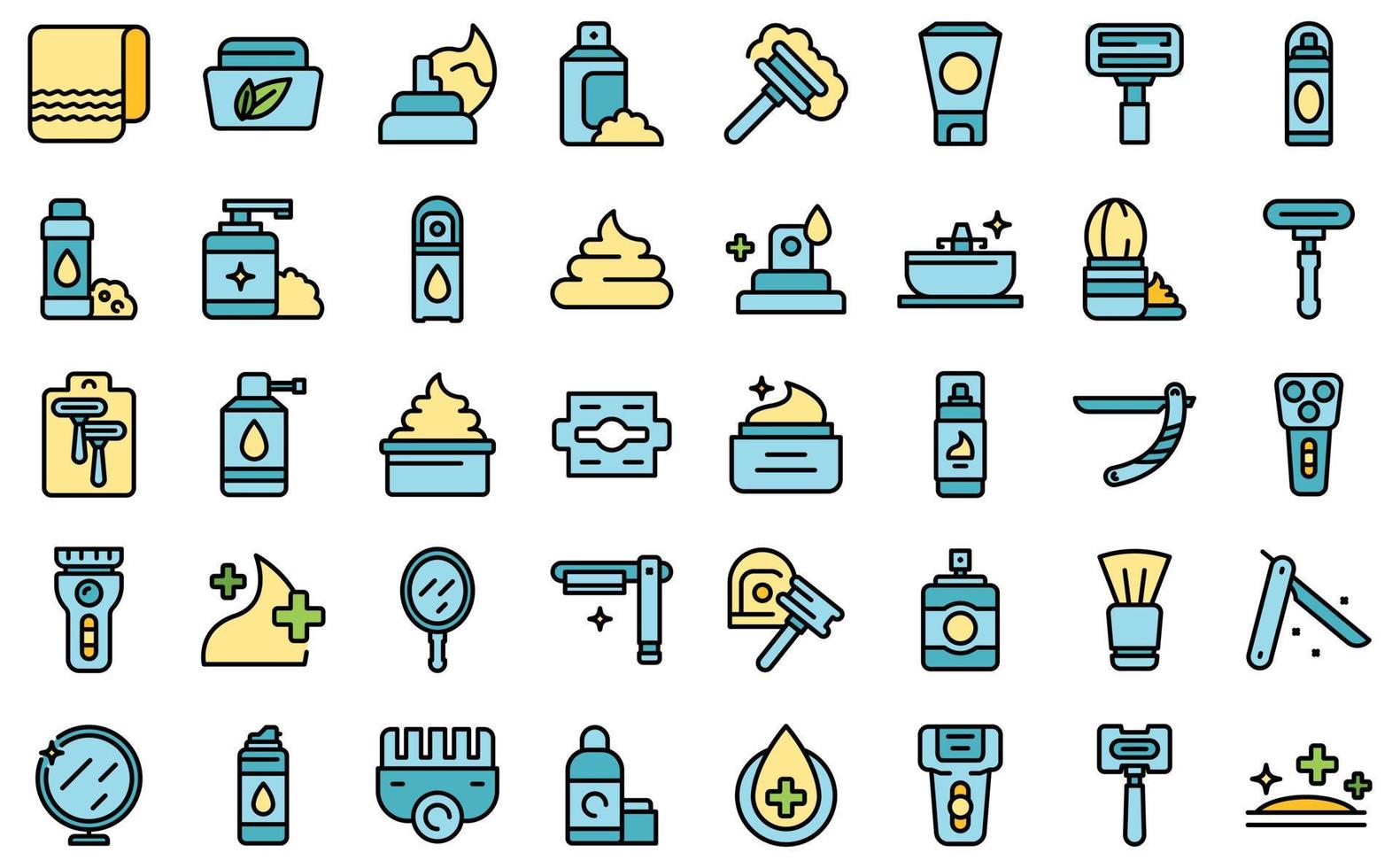 Shaving cosmetics icons set vector flat