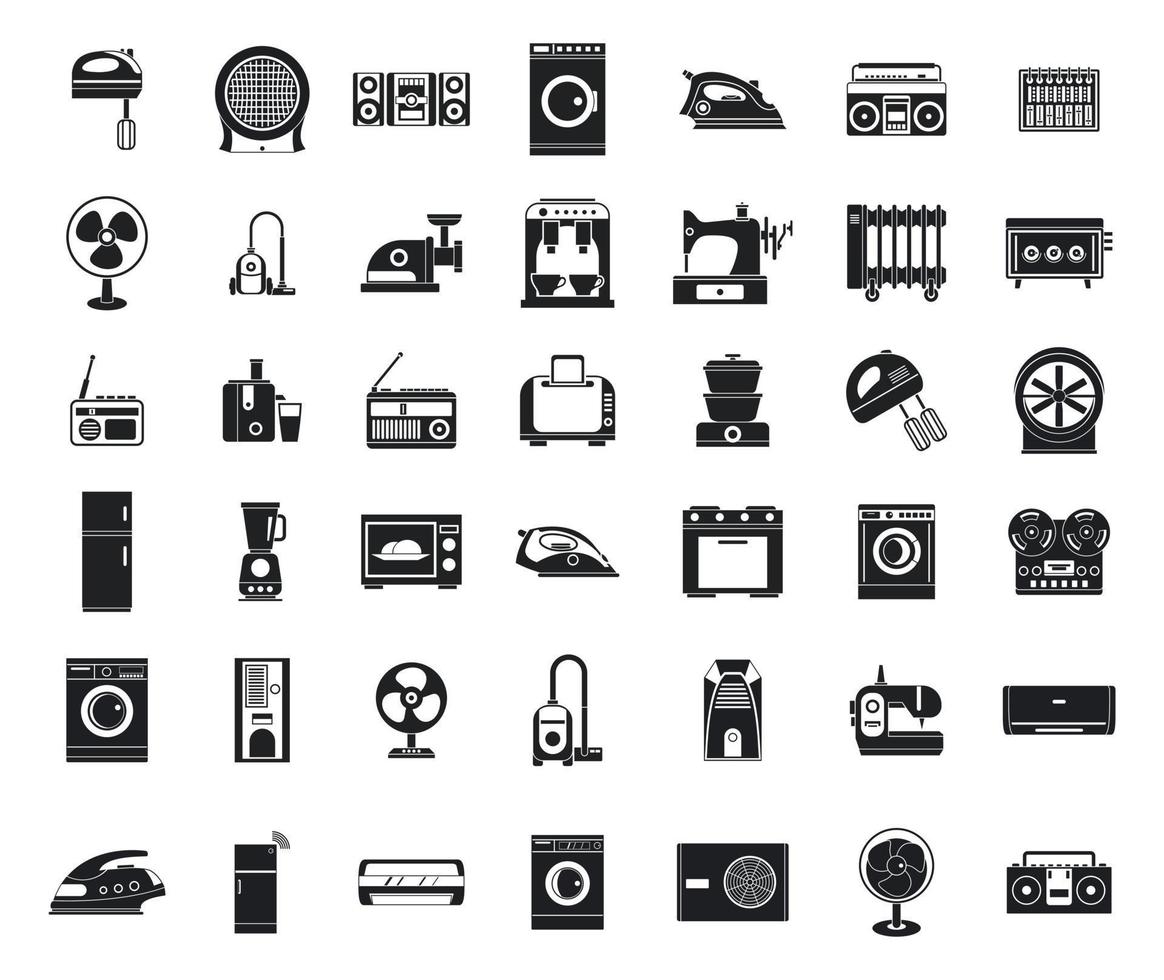 Appliances icon set, simple style vector