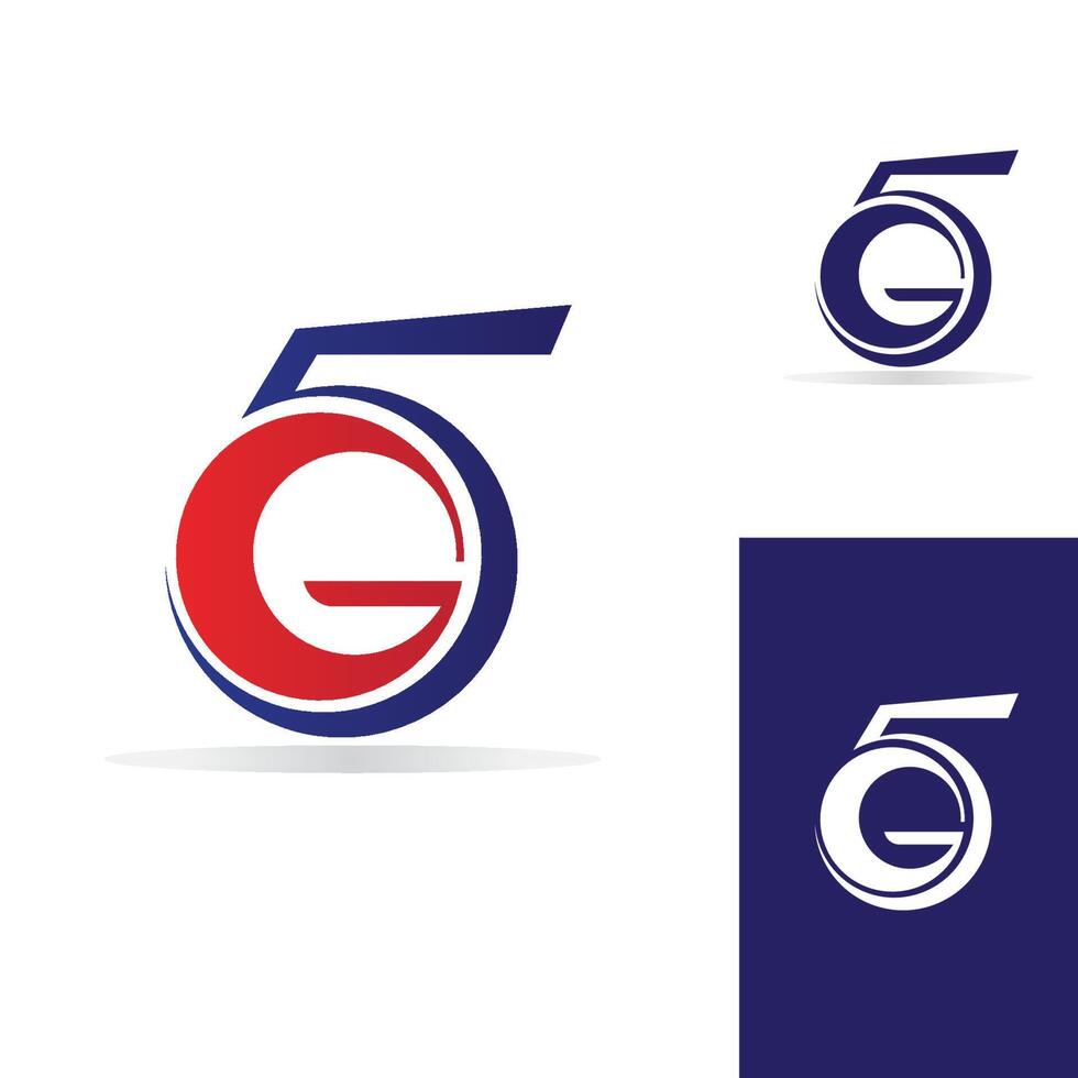 5G network logo. Logo network 5G connection. Number 5 and G letter. vector