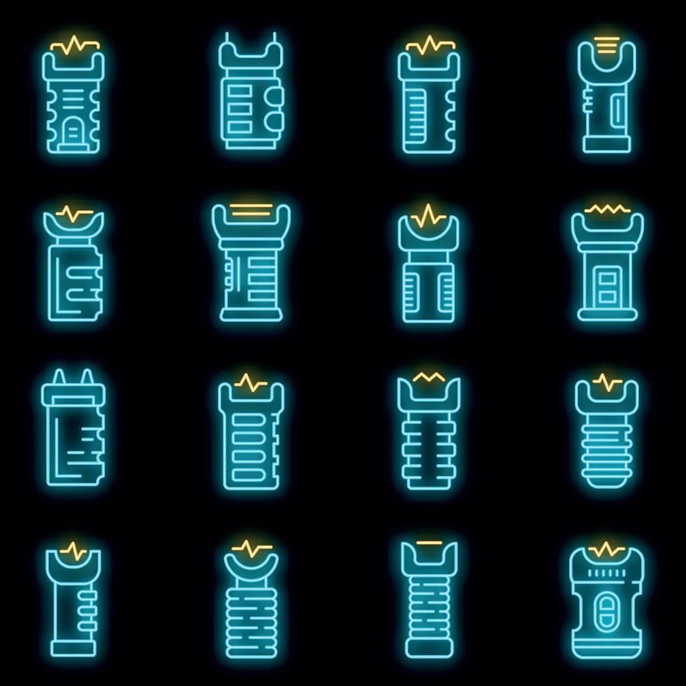 Taser icons set vector neon