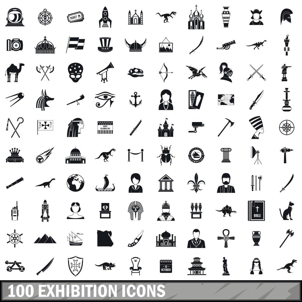 100 iconos de exposición establecidos, estilo simple vector