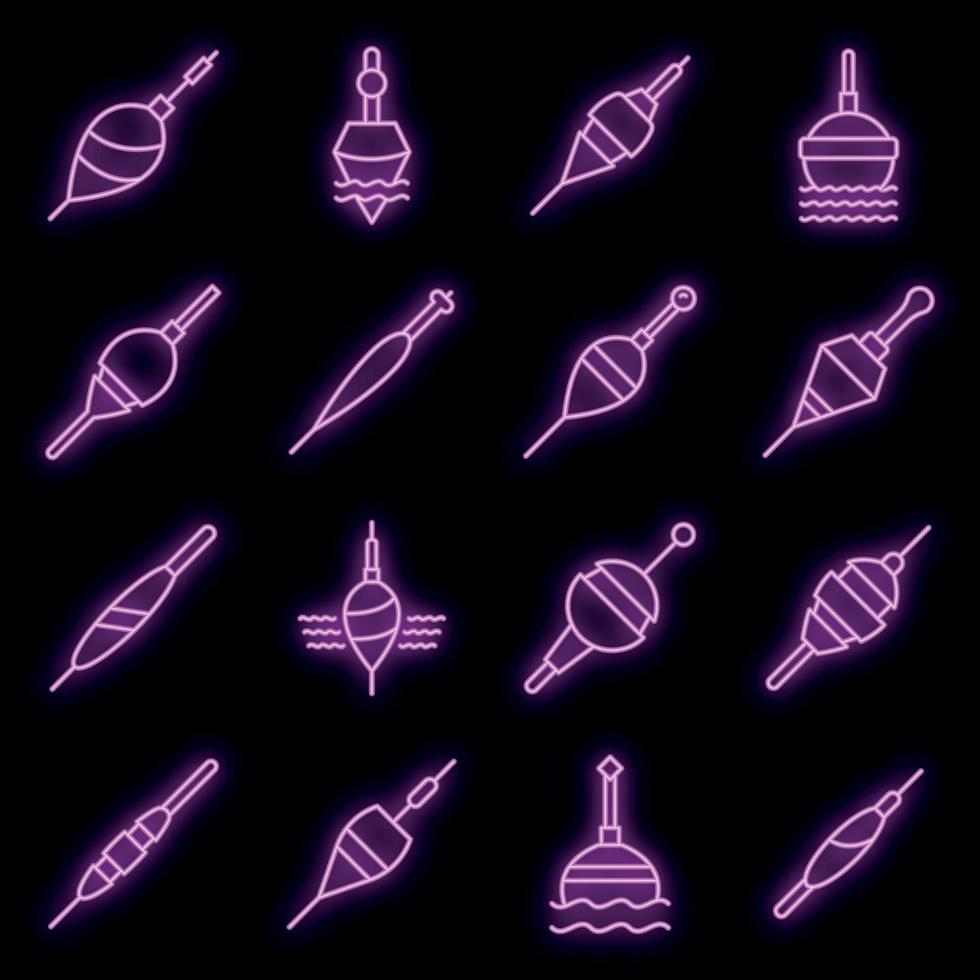 Bobber icons set vector neon