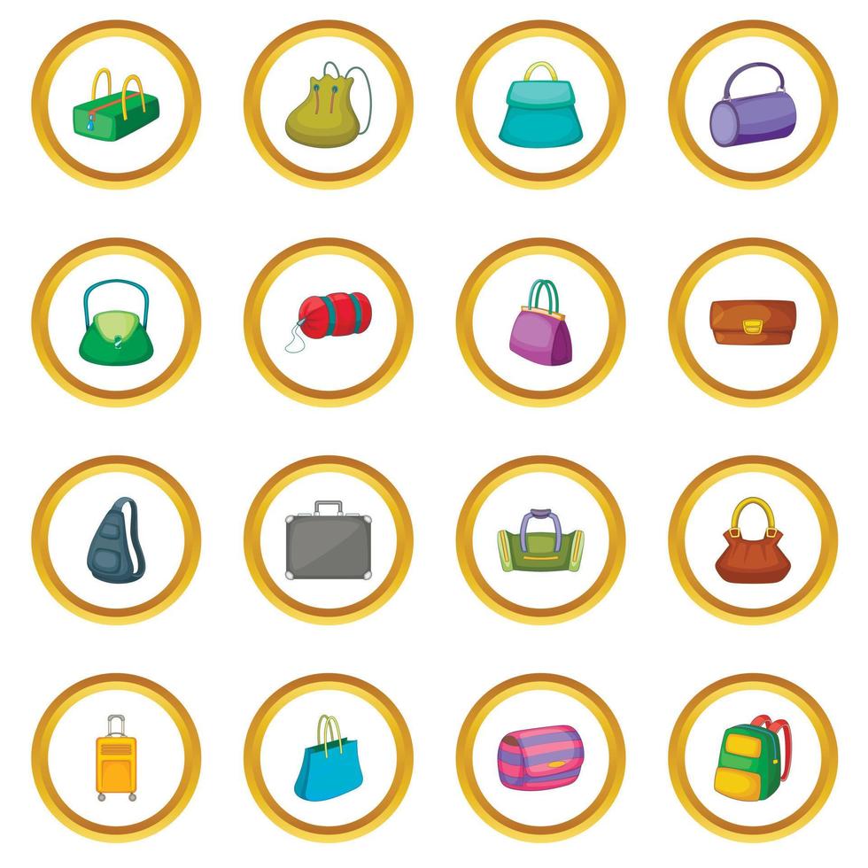 Different bagage icons circle vector