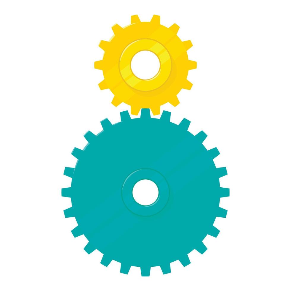 Cogged gears icon, cartoon style vector