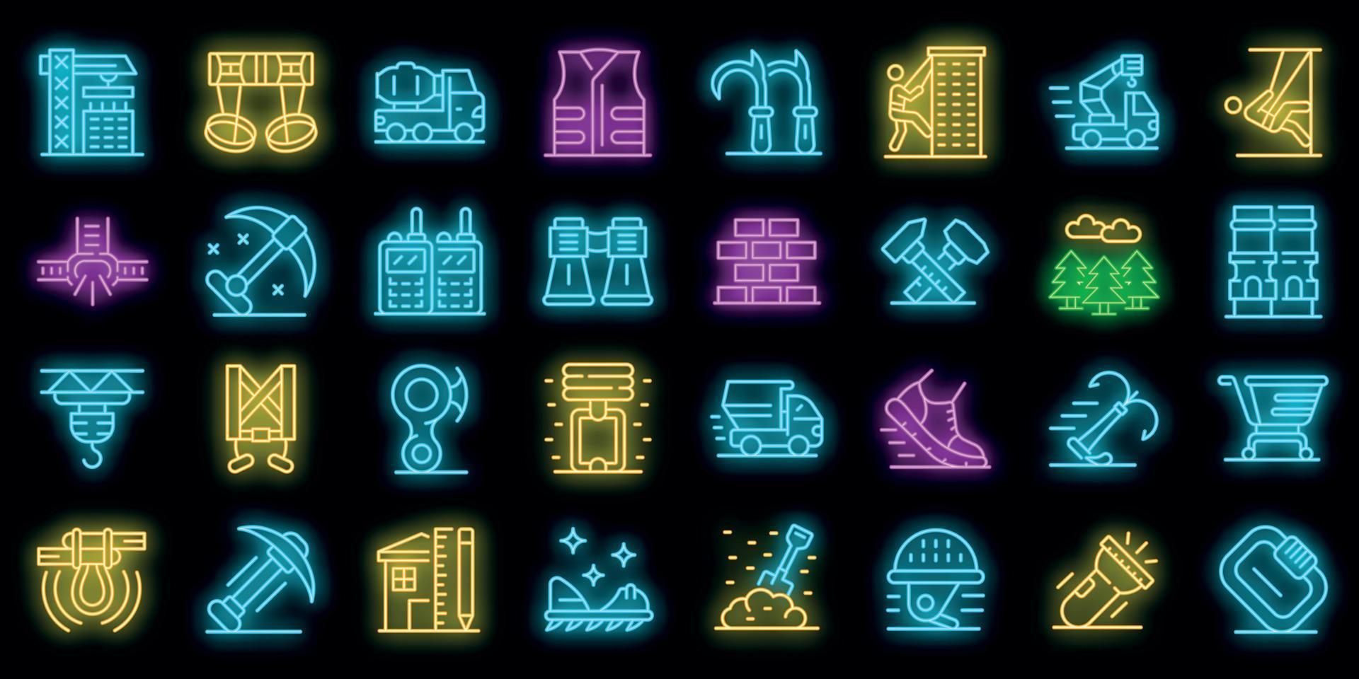 Industrial climber icons set vector neon