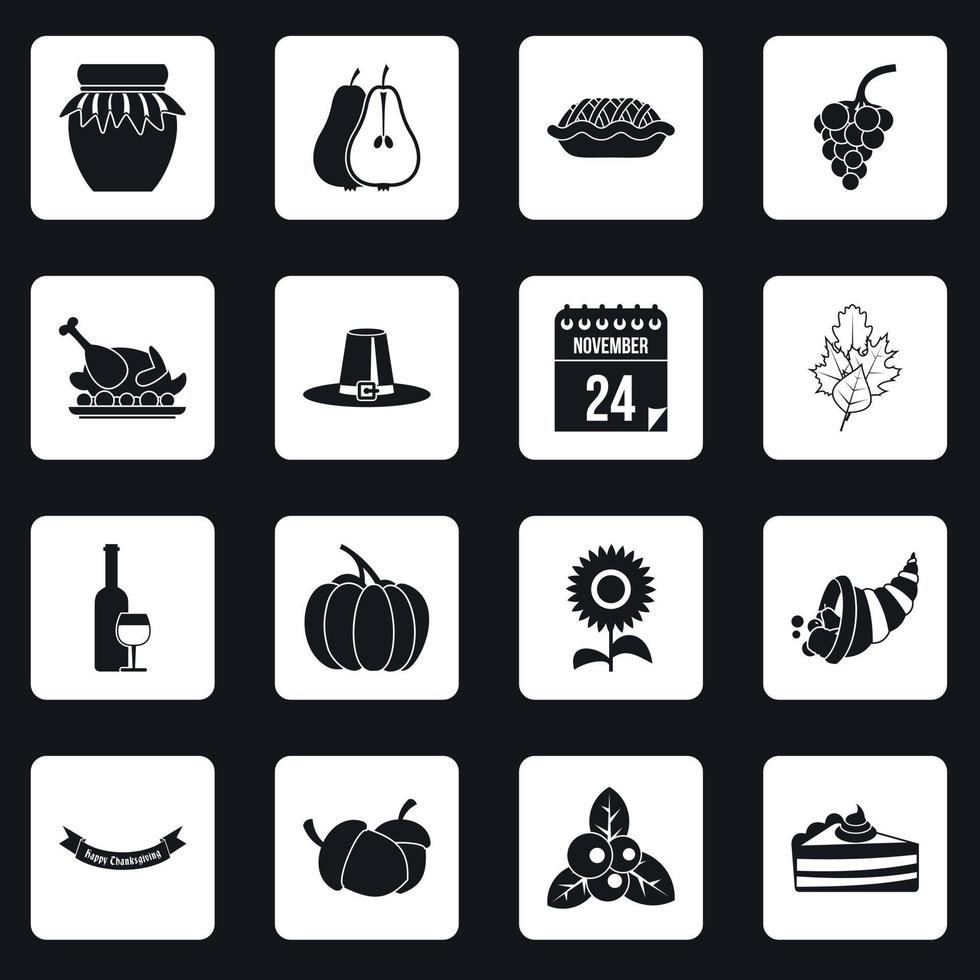 Thanksgiving icons set squares vector