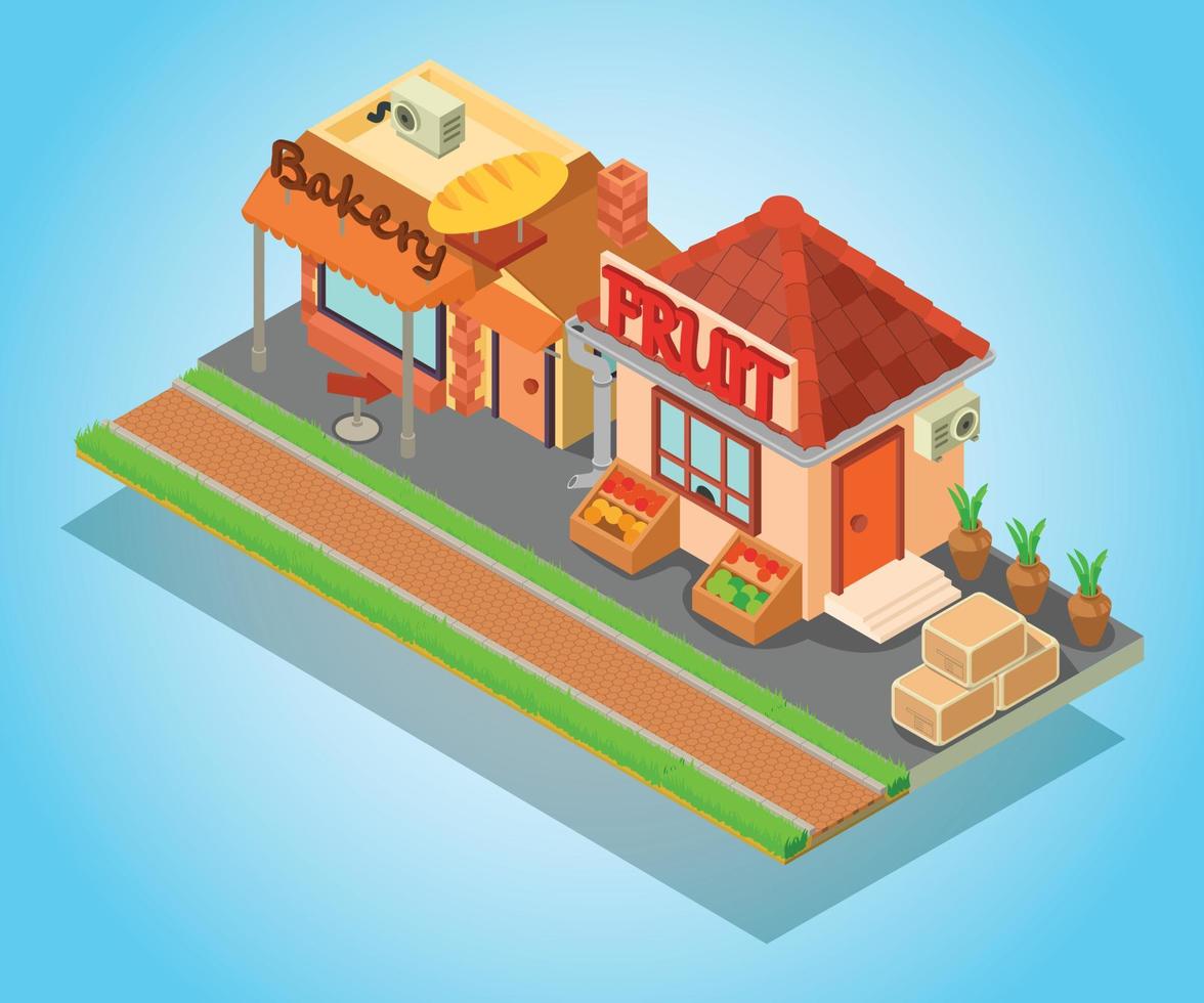Food street concept banner, isometric style vector
