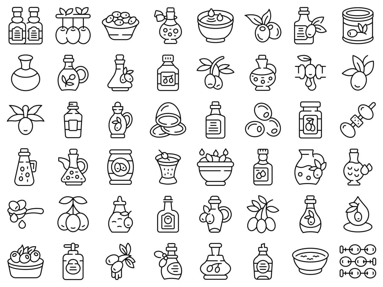 Olive oil icons set outline vector. Tree food vector