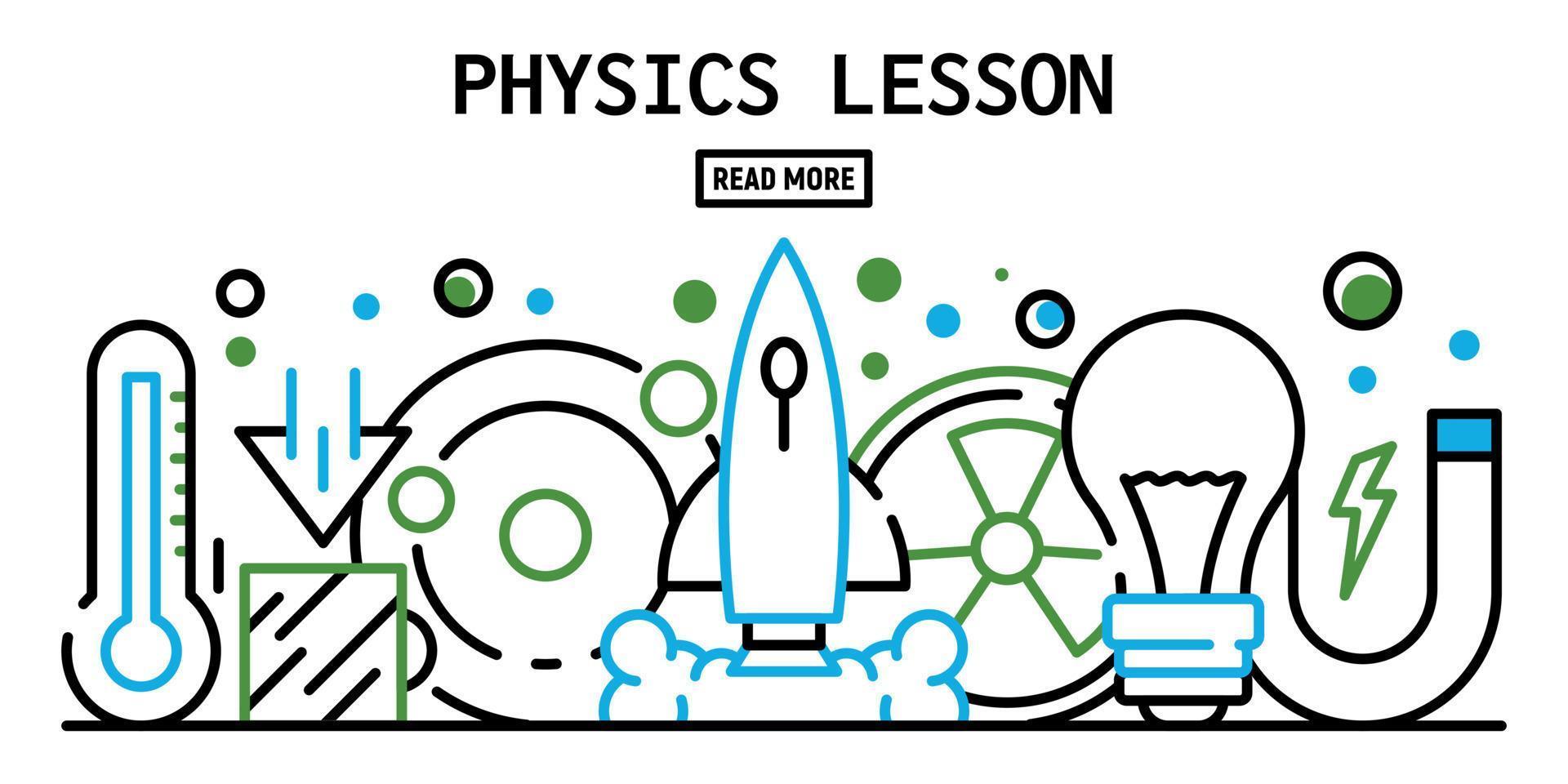 Physics lesson banner, outline style vector