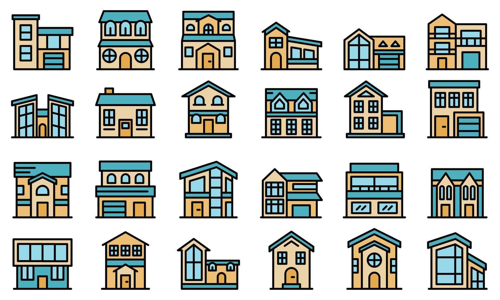 Cottage icons vector flat