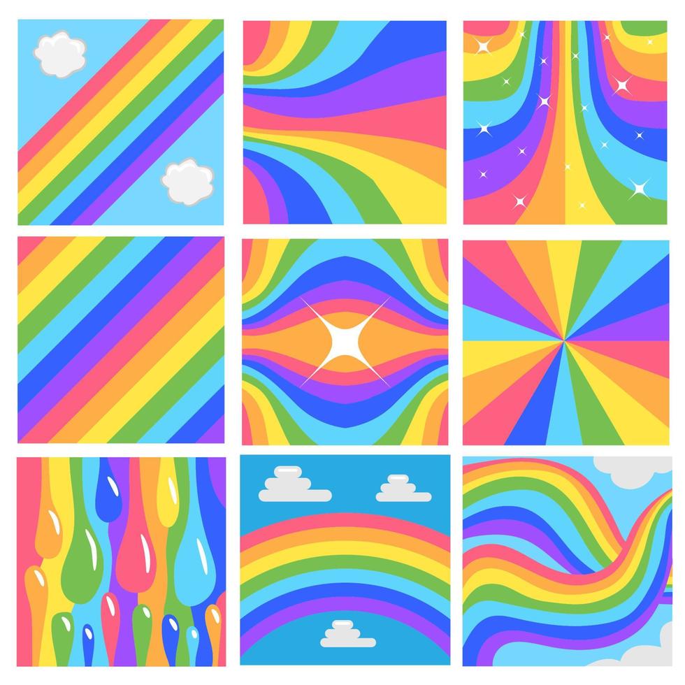 diseño gráfico de colección de conjunto de fondo de arco iris vector