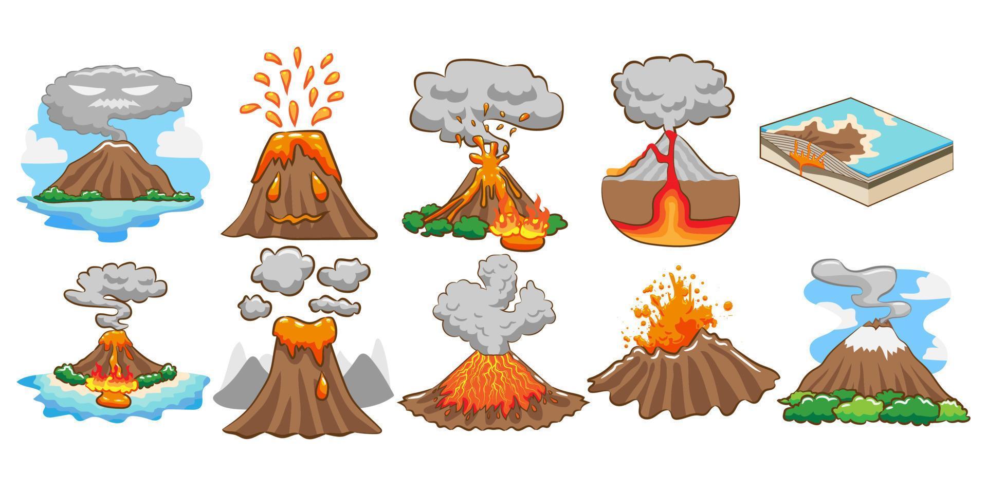 Volcano vector set collection graphic clipart design