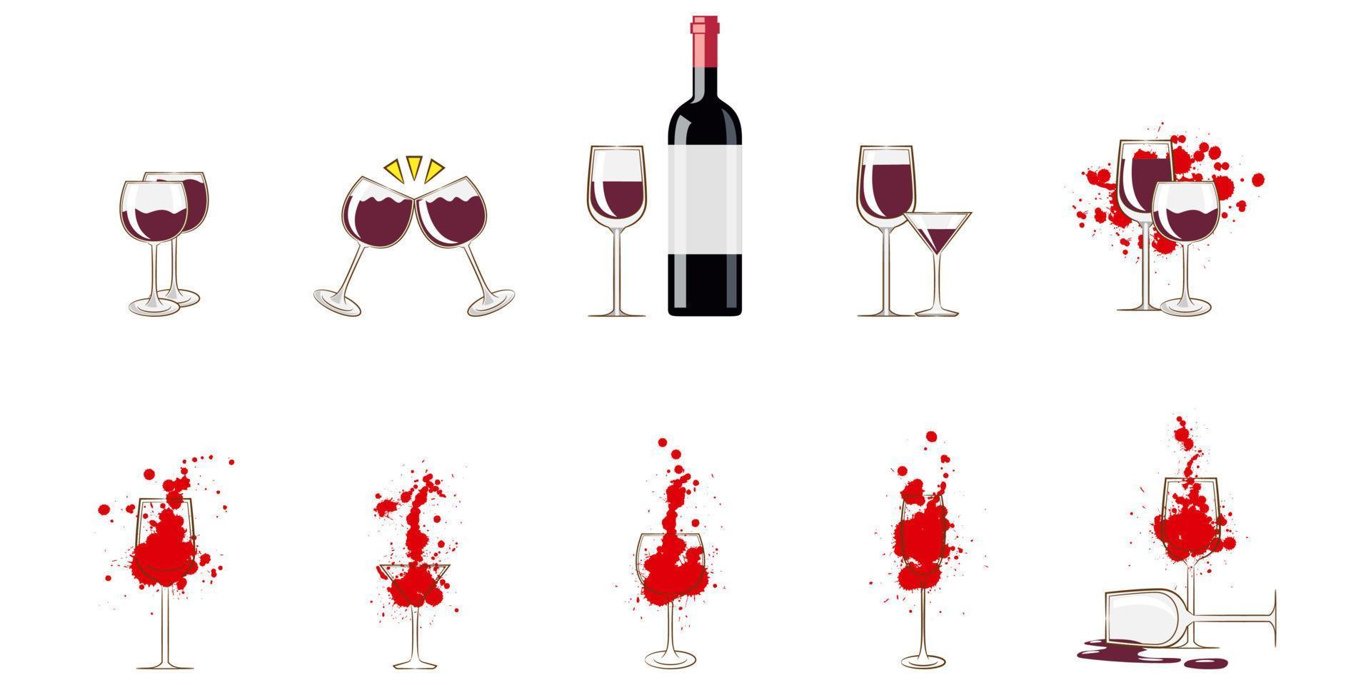 Wine glass vector set collection graphic design