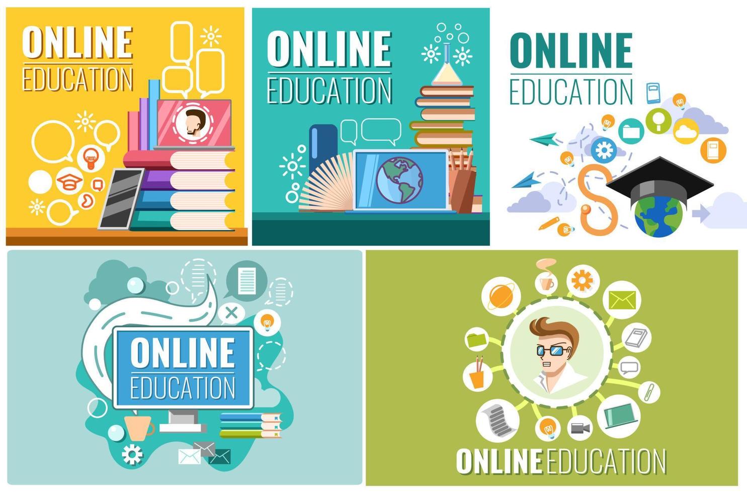 Online education vector set collection graphic design