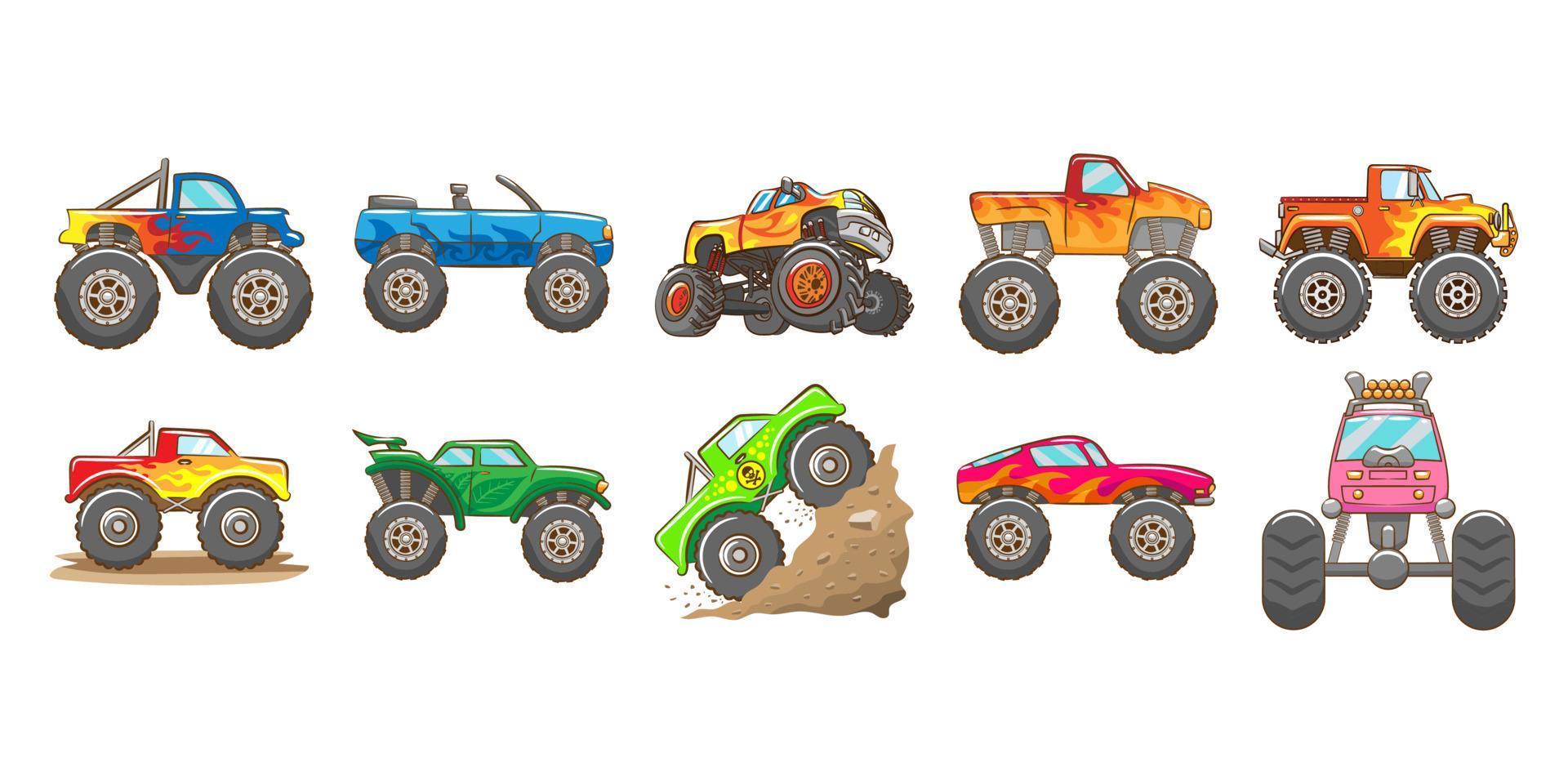 Monster truck vector set collection graphic design