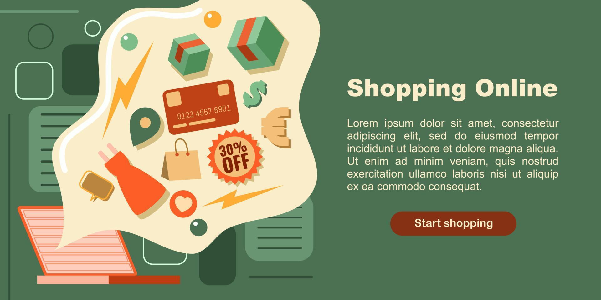 diseño vectorial de compras en línea vector