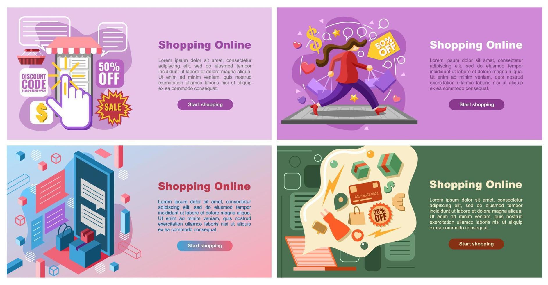 Shopping online vector set collection graphic design