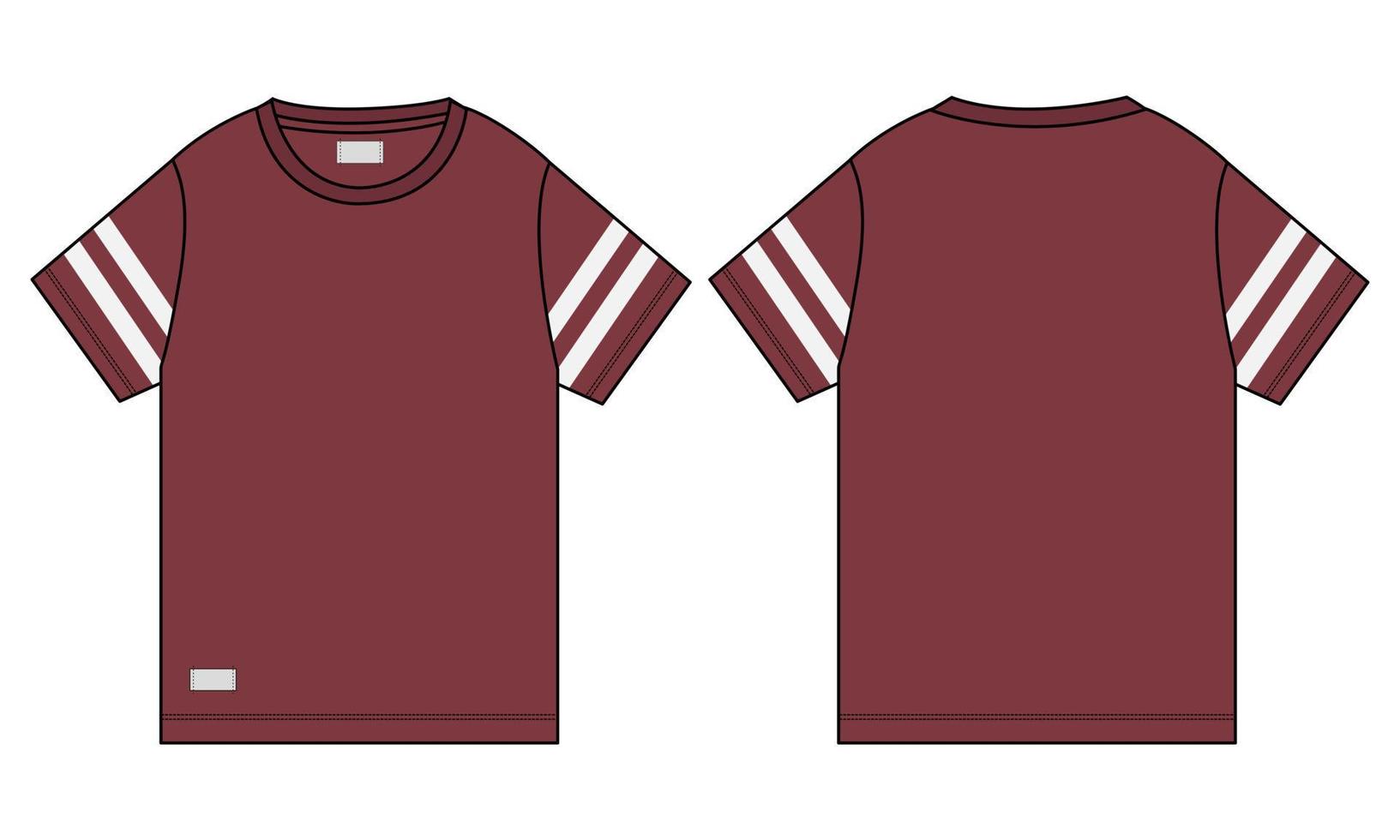 camiseta de manga corta moda técnica boceto plano ilustración vectorial plantilla de color rojo vector