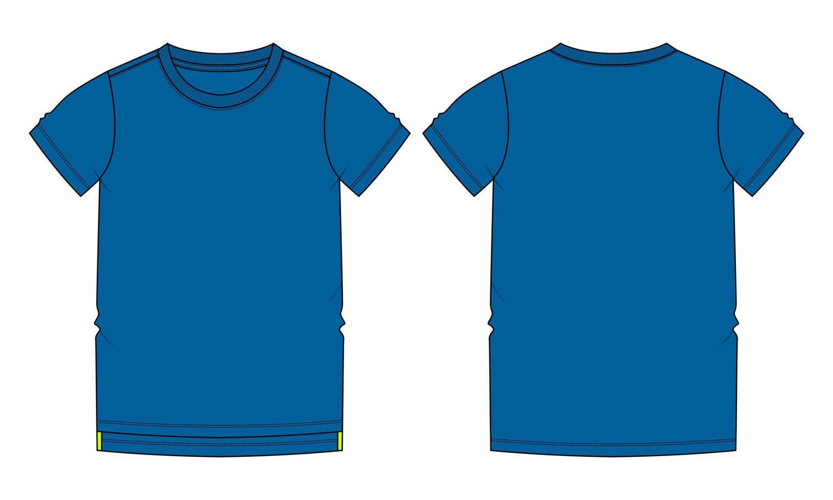 Short Sleeve T shirt Vector Illustration blue Color template Front and back views