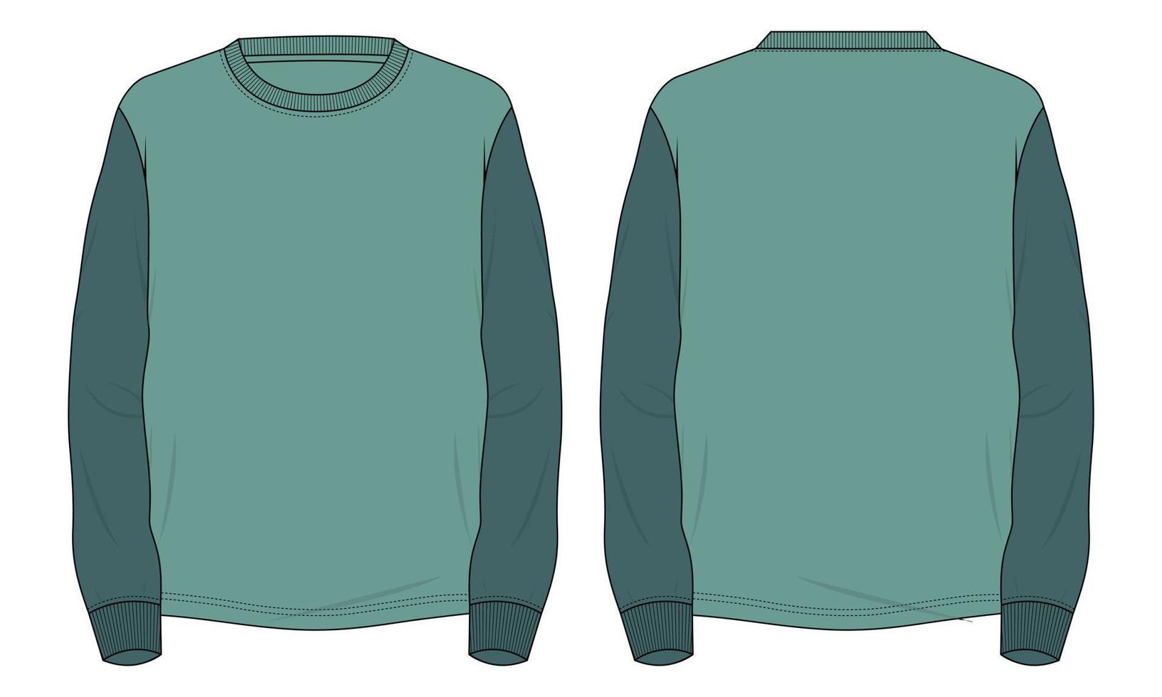 plantilla de ilustración de vector de camiseta de manga larga de dos tonos de color